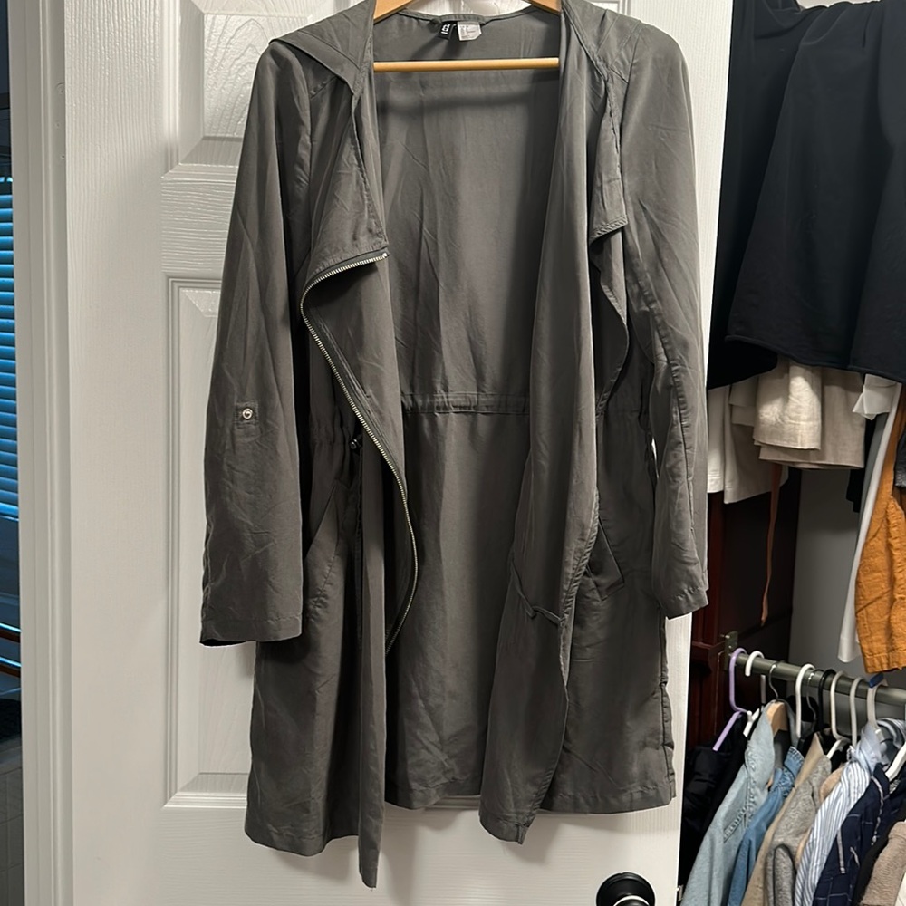 H&m khaki long jacket sz6